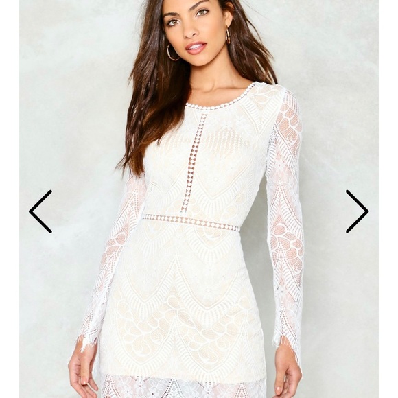 Nasty Gal NWT Eyelash Lace Long Sleeve Dress US 6 - Picture 2 of 7